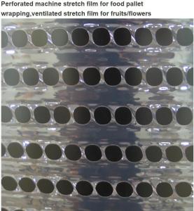 China Pallet Shrink Wrap Perforated machine stretch film for food pallet wrapping,ventilated stretch film for fruits/flowers on sale