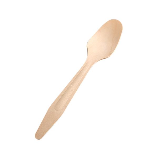 Disposable Degradable 16cm Wooden Spoon Primary Color Party Camping Easy To Carry