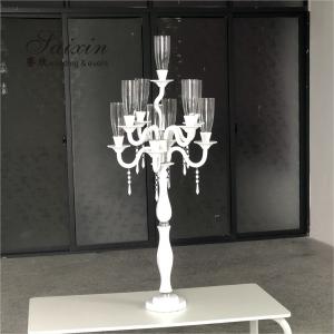 China ZT-077W New design glass white candelabra crystal wedding centerpieces on sale