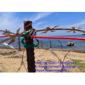 Hot Dip Galvanized Blade Wire Fencing CBT60 Single Coil Razor Mesh Fence