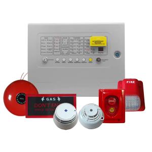 4-Zone Commercial Fire Alarm System with Control Panel and Detectors