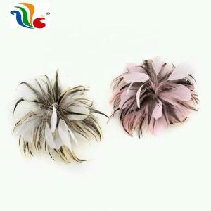 15*30cm Hackle And Goose Feather Mounts With Wire , Flower Feather Headband