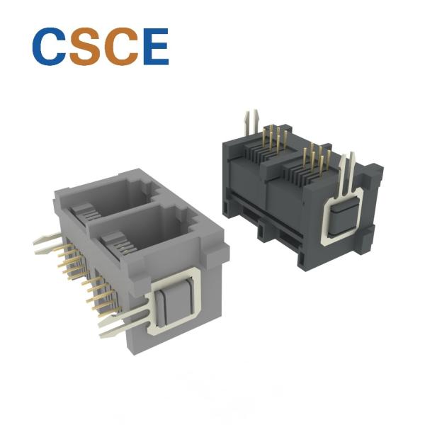 Quality 90 Degrees RJ11 Modular Jack 6P6C 1 * 2 Port Unshielded Lateral Insertion wholesale
