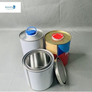 Air Tight 1 Liter Paint Tin Cans With Plastic Cap small CMYK Printing