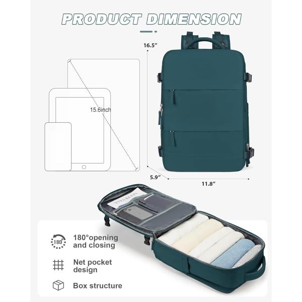 Waterproof Airline Approved Carry On Laptop College Hiking Travel Backpack With Shoe Compartment For Women Men