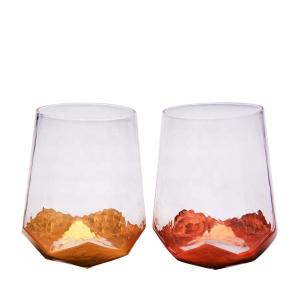 China Customize Stemless Gold Foil Decorated Crystal Wine Glass on sale