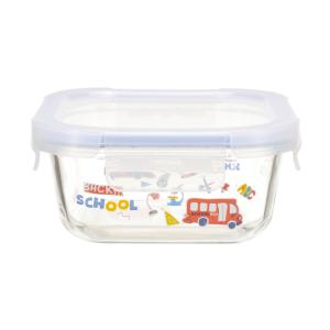 4-Lock Custom Glass Food Container with Back to School Design and Oven Safe High