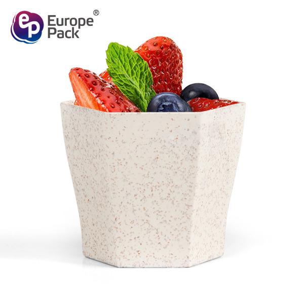 Quality New products disposable 60ml wheat straw hexagon drinking glass cup wholesale