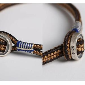 925 Sterling Silver Handmade Button Protection String Weave Bracelets 15cm 17cm