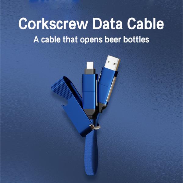Corkscrew TPE Multi Function Charging Cable White USB Phone Charging Cable