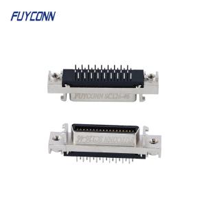 Mini D Ribbon MDR PCB Straight Female SCSI Connector 36pin With Zinc Alloy Shell