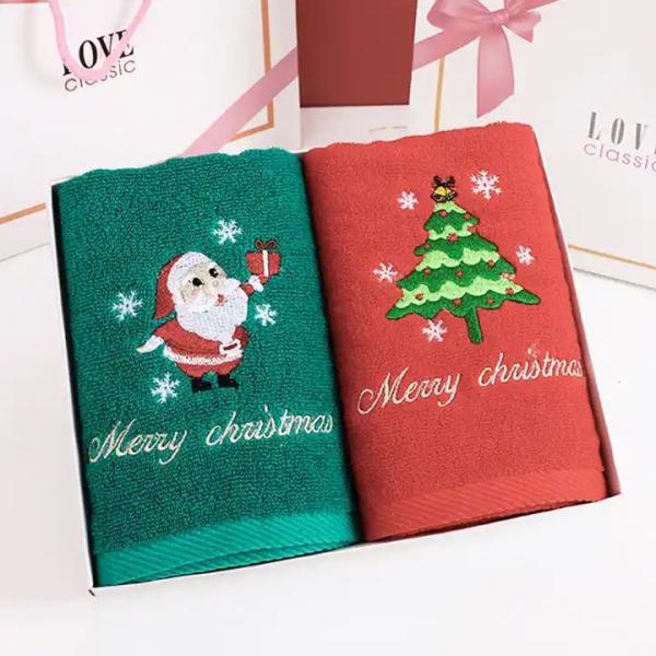 Christmas Gift Box 100% Cotton Towel Set with Knitted Design and Custom