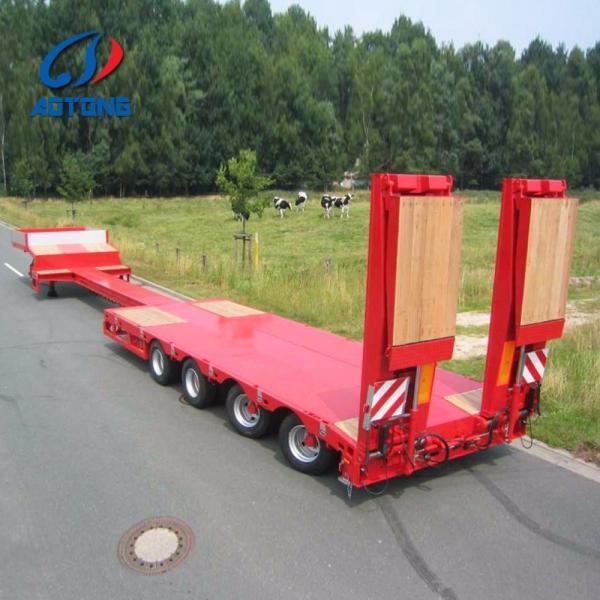 10m Hydraulic Mobile Trailer Telescopic Low Bed Semi Truck Trailer with 12R22.5 Tires