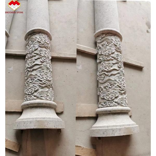 Natural Stone Relief Column for Outdoor Hollow Pillar Design in Hotel Decoration