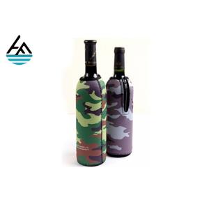 Thin Bottle Cooler Bag , Neoprene Sleeve Bottle With Nylon Zipper