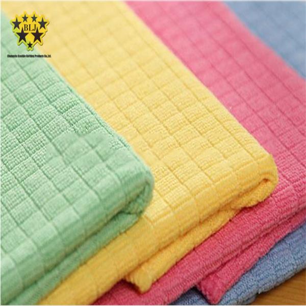 Antibacterial Towel Microfiber Cleaning Cloth Colourful Weft Grid 310gsm