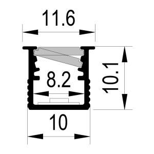 China Can be freely cropped Recessed LED Profile for Kitchen Decoration 6063 T5 Aluminum Alloy 10*10mm Anodized Finish 1-3m Length on sale