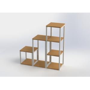 Square Shelves Storage Display Rack / Bamboo And Metal House Display Stand