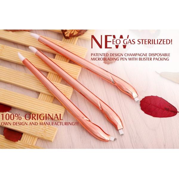 Lushcolor Champagne Disposable Microblading Pen With a Brush For Capturing Pigment Or Tattoo Ink