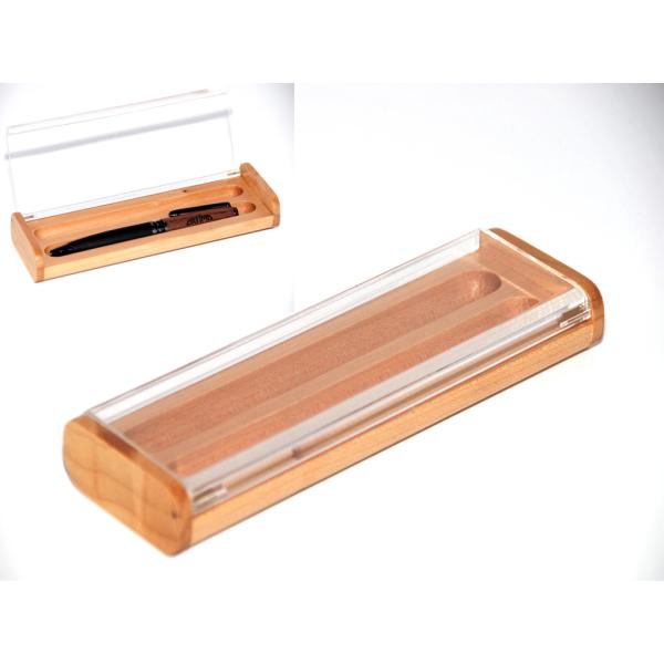 Quality B0404M Maple bottom acrylic top lid wood pen box wholesale