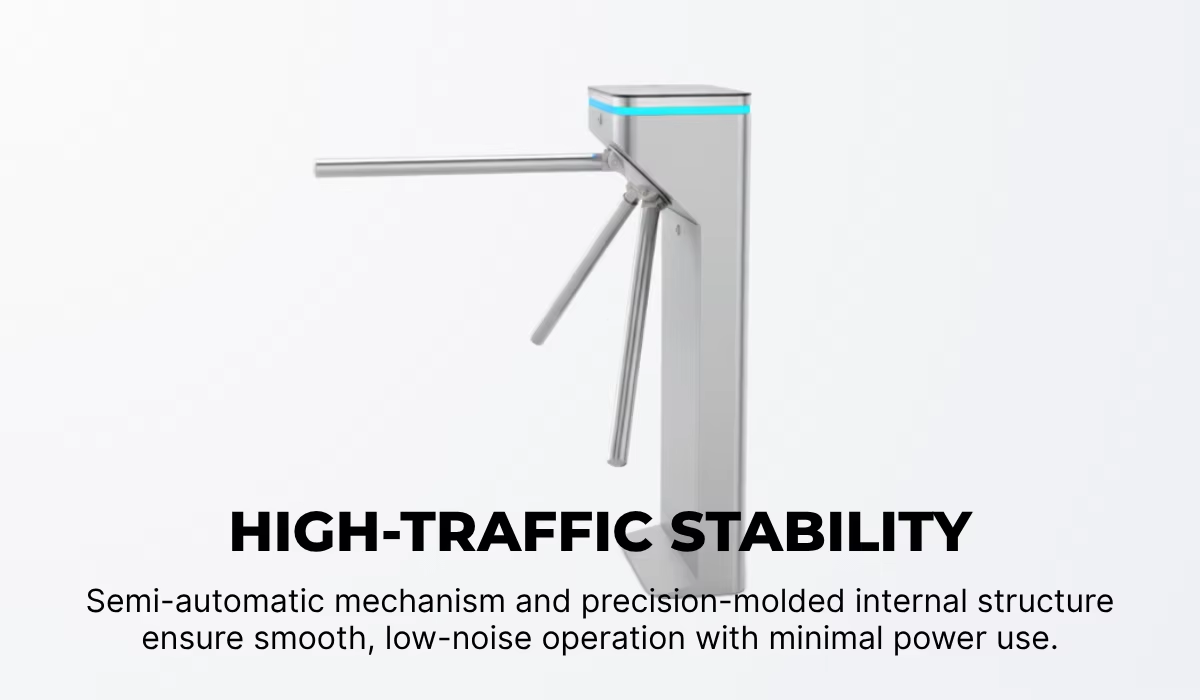Hydraulic Buffer Anti-Tailgating 304 Stainless Steel Tripod Turnstile Gate with 1.2mm Thickness for Indoor/Outdoor Use and Bi-directional Pass