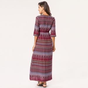 Newest Design Women Boho Maxi Dress with Button Panel