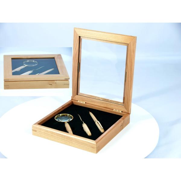 Quality Solid Maple square wood box with window and EVA wholesale