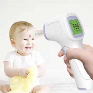 White LCD Body No Touch Infrared Forehead Thermometer With Fever Alarm