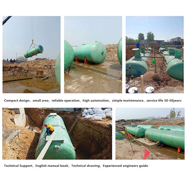 10-20 t/hour Wastewater Treatment Machine Fully Automatic Control FRP Septic Tank