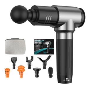 China 60db LCD Touch Screen Percussion Massager Black Rechargeable Mini Massager on sale