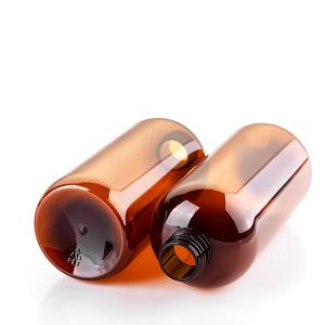 Amber Boston Round Shape Empty Lotion Bottle With Neck Size 24/410 Pump