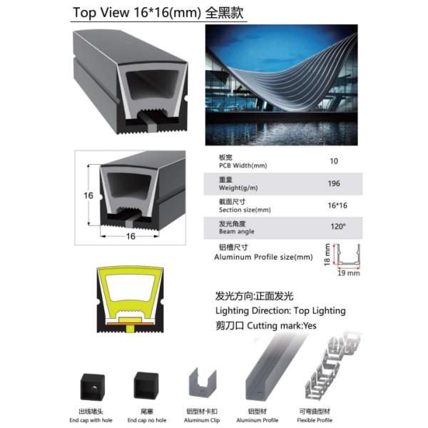 16*16mm Black Addressable LED Neon Strip Light 12V 24V UCS2904 SMD5050 60LEDS/M RGBW