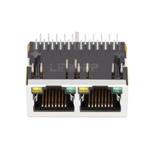 LPJG26901BENL 100/1000 Base-T 1x2 Port RJ45 Female Connector Tab Down Green