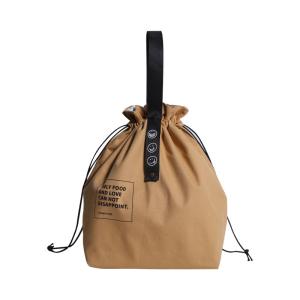 Customized Insulated Bento Bag Wide Opening Canvas Drawstring Lunch Bag