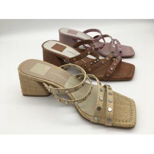 #6 - #11 Summer Chunky Heel Sandals / Tan Ladies Peep Toe Sandals