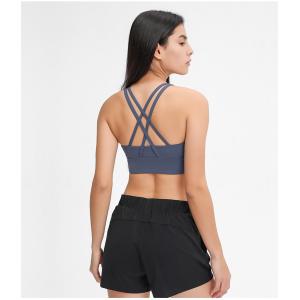New Design Shock Proof High Neck Cross Back Sports Bra Mesh Logo Custom Exercise
