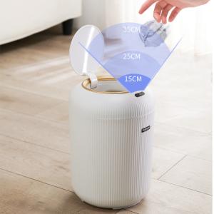 Smart Sensing Fashion Light Luxury Trash Can Lantern Stripe with Cover Household