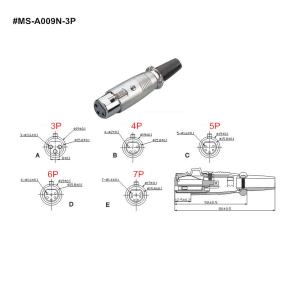 XLR Connector,3 Pins with Nickel Contacts.Rohs. MS-A009N-3P