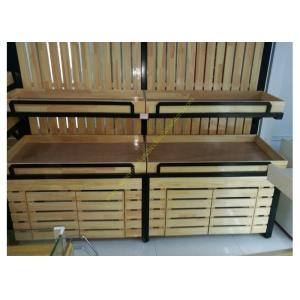 Cheap SGS Supermarket Wooden Retail Display Shelves Single - Sided Electrostatic Spray Surface for sale