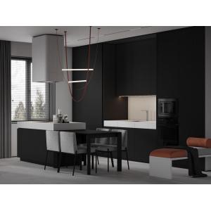 Customized Matte Black Kitchen Cabinets With Island Table Bespoke Kitchen System
