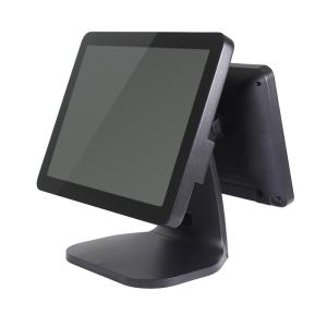 All In One LED Display Dual Screen Pos Machine Black Color With Built - In MSR