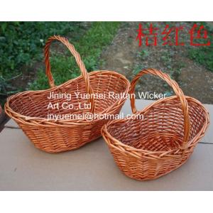 Cheap willow picnic basket wicker food basket with handle bread basket for sale