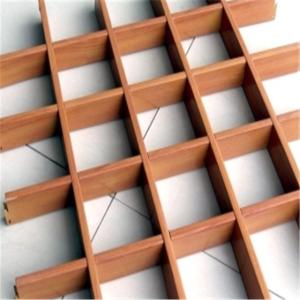Suspended False Aluminum Ceiling Panel Wood Grid 2MM Regular Sharp Fireproof
