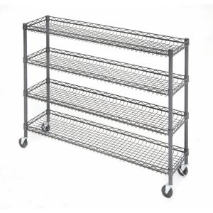 OEM Supermarket 4 Tier Metal Rolling Cart With Wheels And Baskets