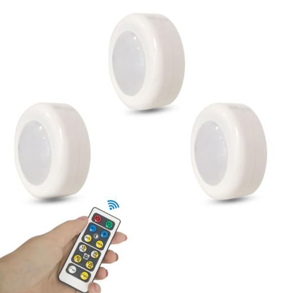 16 Colors 3 Modes 62MM RGB LED Puck Lights Wireless Under Counter Lighting With