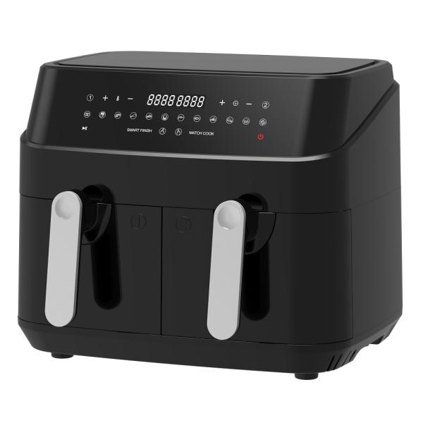 Large 9L Dual Air Fryer With 10 In 1 Touch Presets Two Zone Technology
