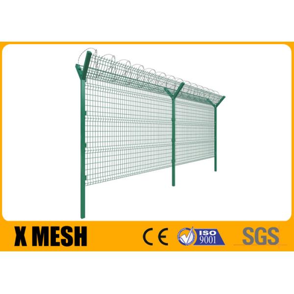 Airport V Mesh Security Fencing 5mm Wire With Razor Barbed Wire Black Abrasion