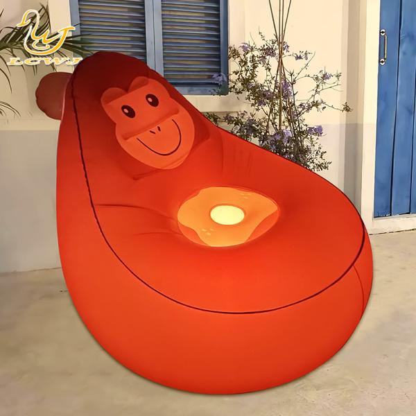 LC Chimpanzee Animal Design Inflatable Collapsible Lounge Blow up Couch Chair Sofa with Remote Control Light