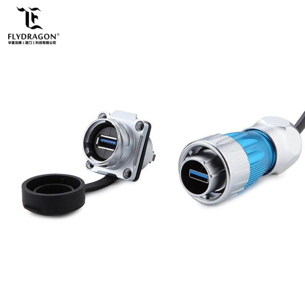 USB3.0 Metal Shell Plug Dual USB Panel Mount M24 9Pin Soldering Cable Connector