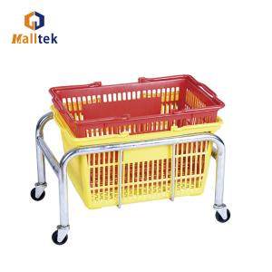 4-Wheel Shopping Basket Holder with 2-Inch Casters